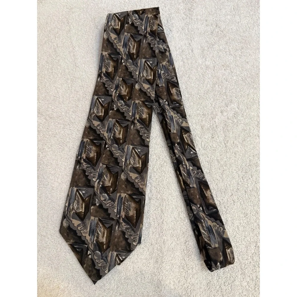 Chablis Cocktail Collection Stonehenge Silk Tie Microscope Abstract Brown Grey